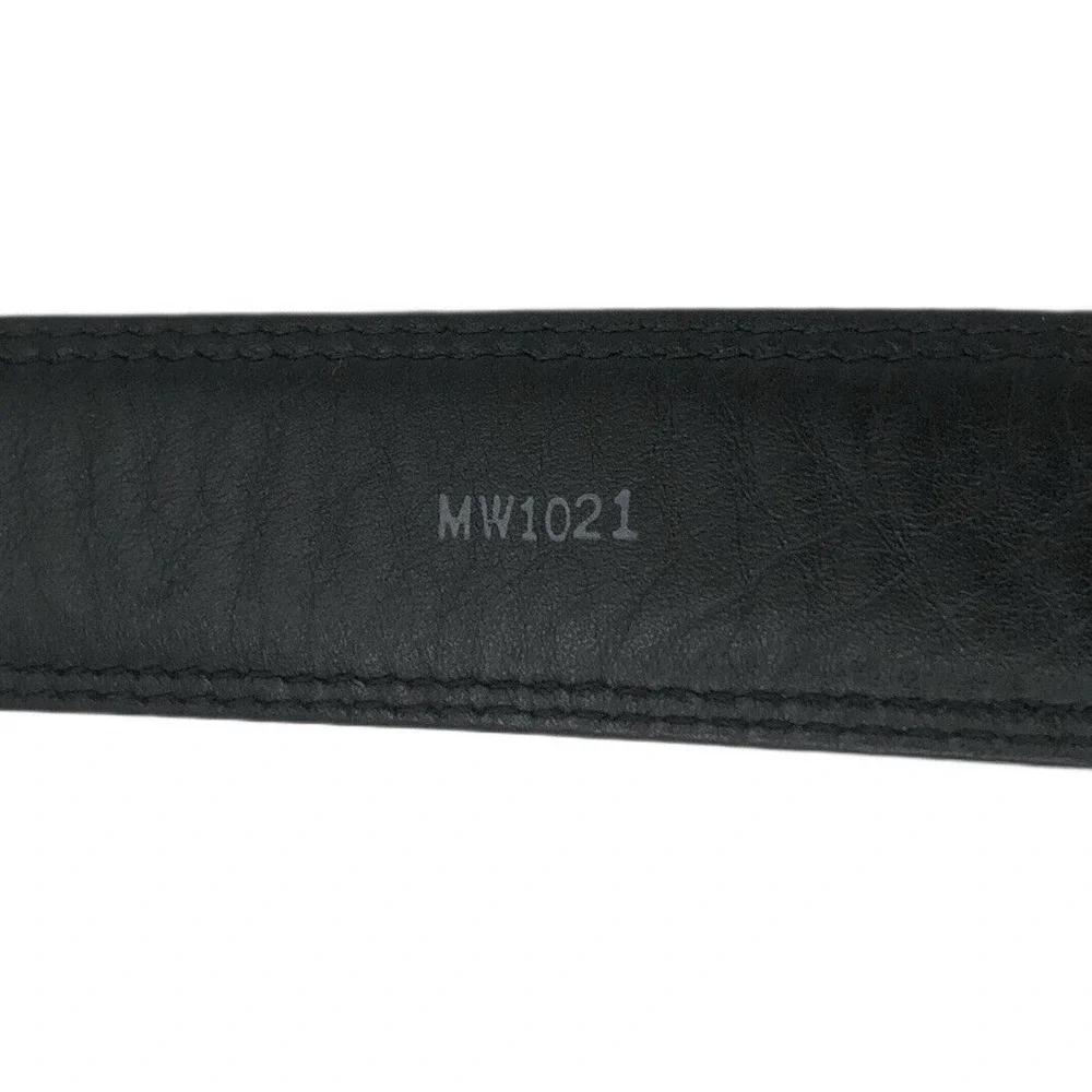 Mens Size 50 Genuine FULL GRAIN Classic Black Leather Belt Silver Buckle NWOT